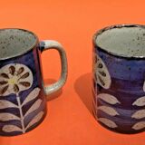 2 Cups / Mugs Glazed ceramic Floral decoration