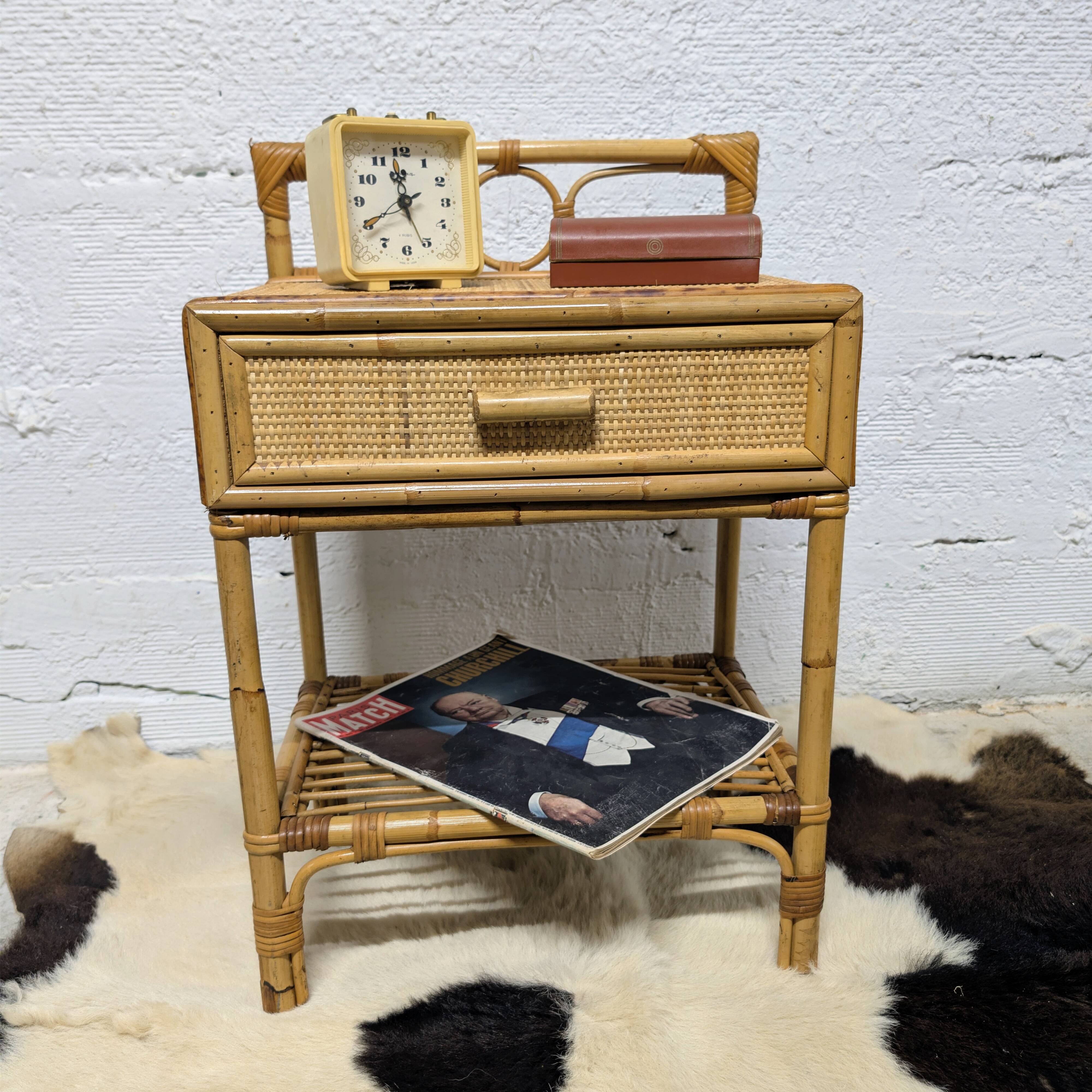 Rattan bedside table