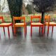 Lot of dining tables and 4 Vico Magistretti chairs from 1960.