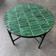 Round coffee table in emerald green zellige – Moroccan craftsmanship
