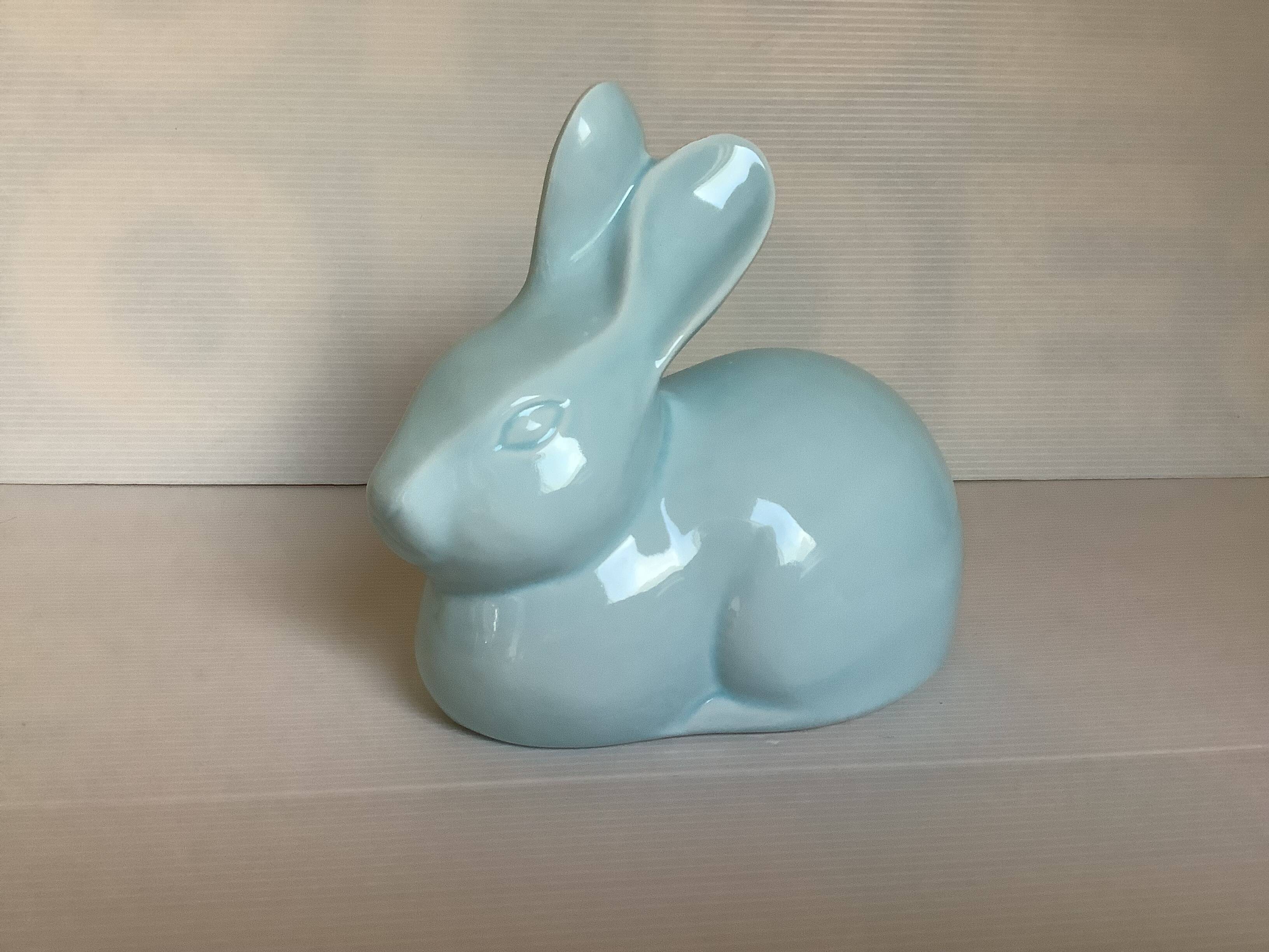 Blue earthenware cotton rabbit