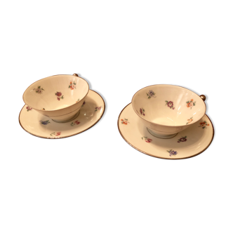 Two cups of tea in porcelain from limoges