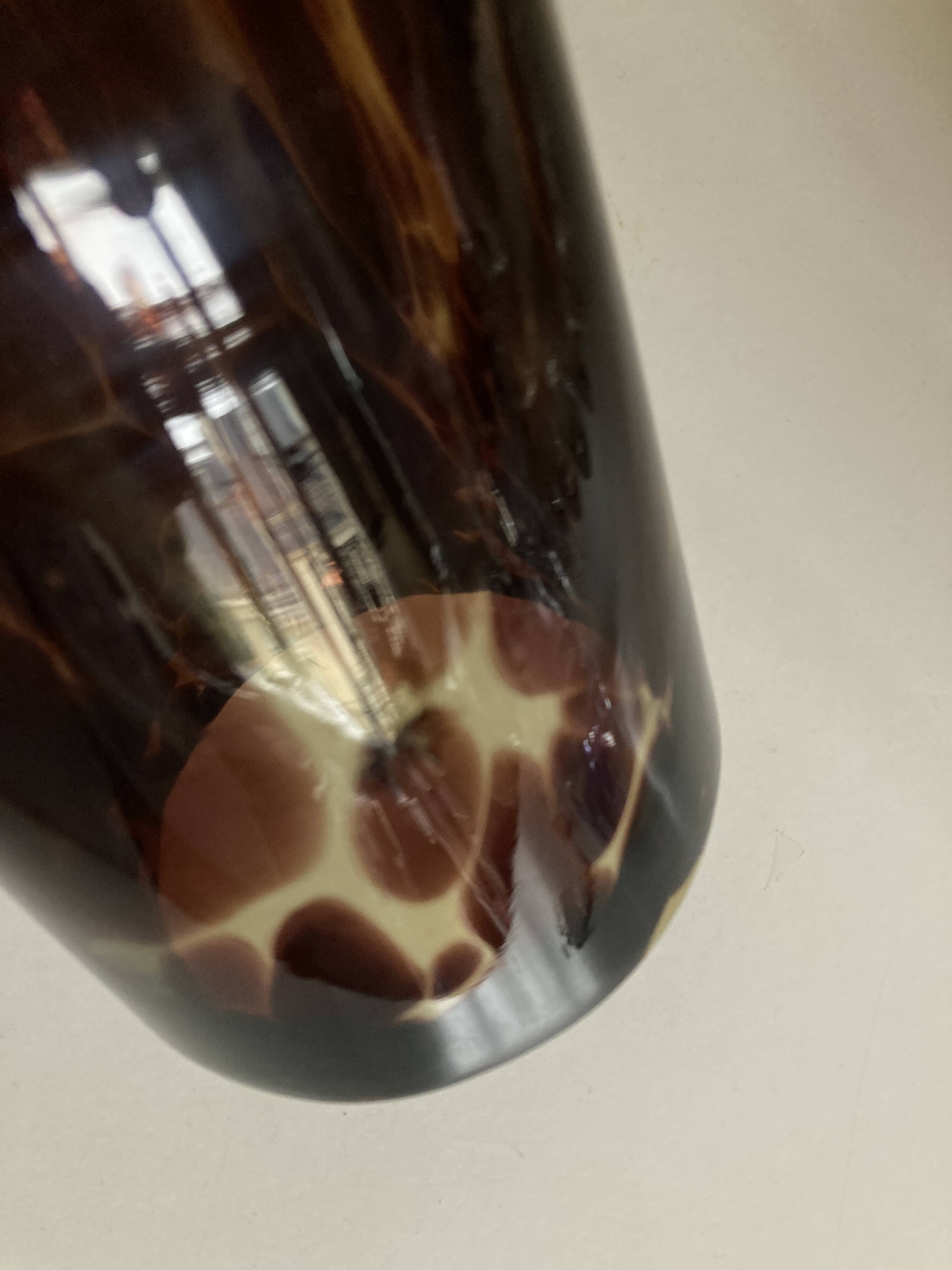 XL macchia glass vase a macchia tortoiseshell Italian design 1970