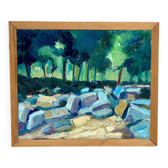 Original Swedish Oil On Canvas – “Landscape Composition” By Jarl Lindblad – Dated 1998 – Vintage & Framed – 43.5 × 51 Cm (17.1" × 20.1")