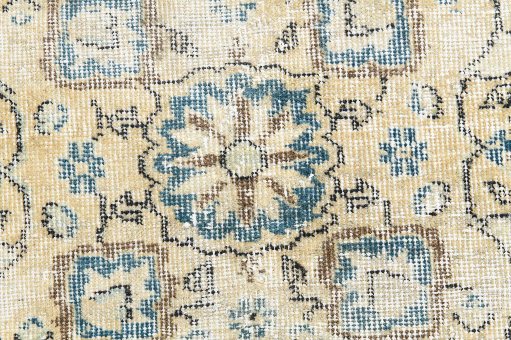 4x7 Rustic Blue & Beige Handmade Persian Rug, 112x212Cm SK 17715