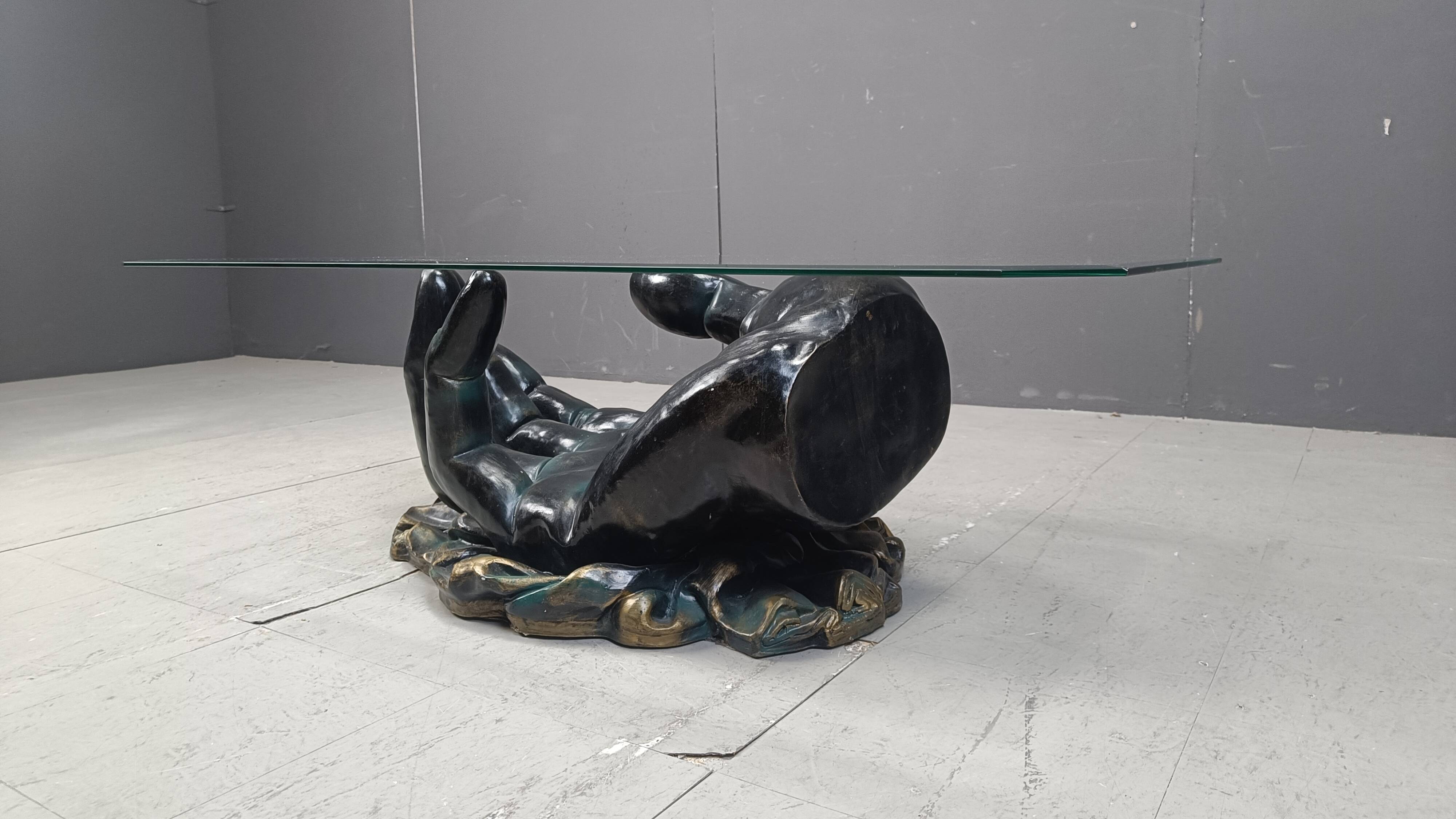 Table basse vintage main, années 1980