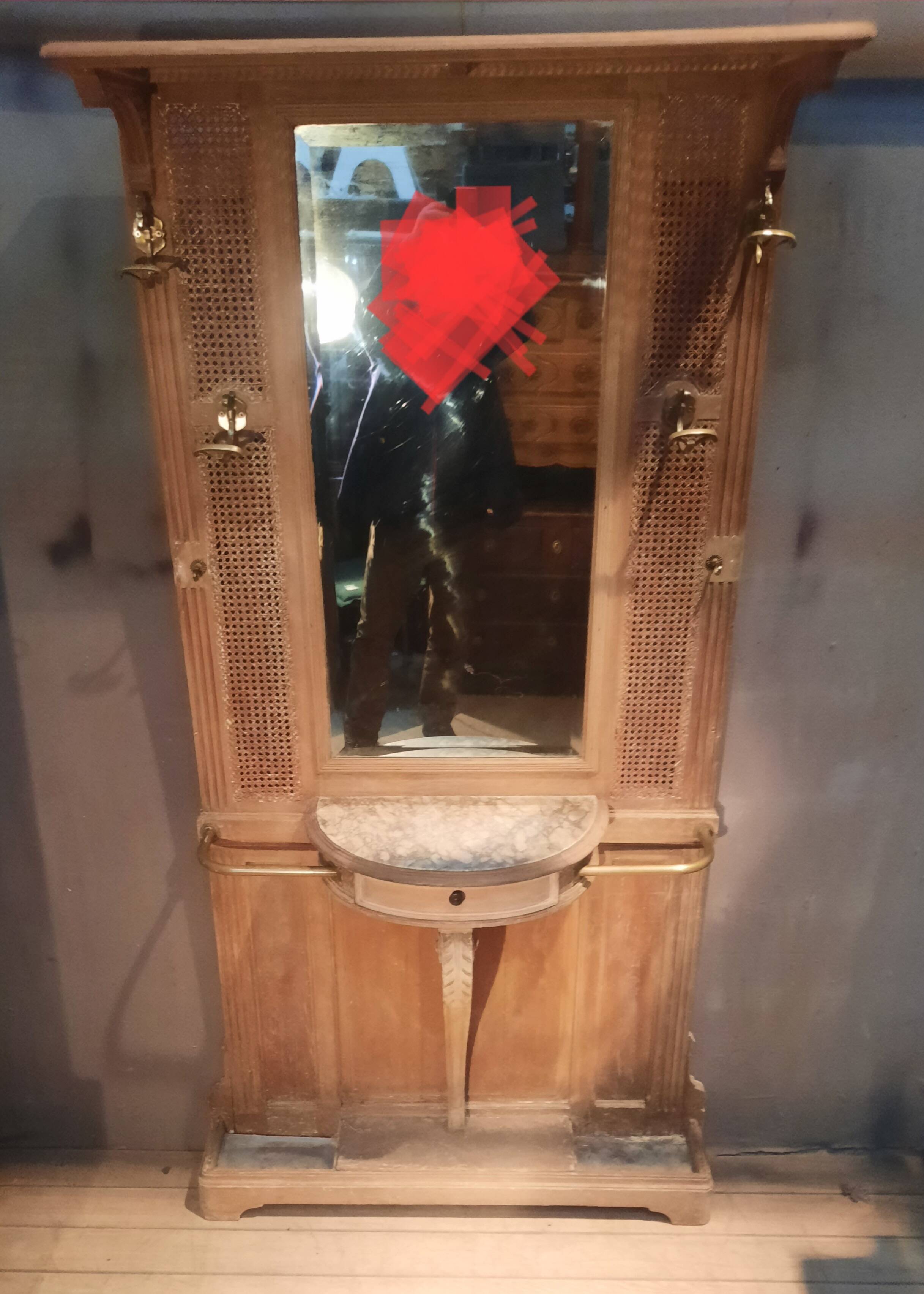Coat rack "1900" in caning