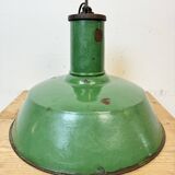 Grande Lampe à Suspension Industrielle en Émail Vert de Revo, 1940s