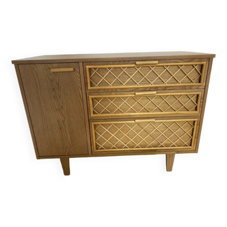 Croisille vintage style rattan chest of drawers