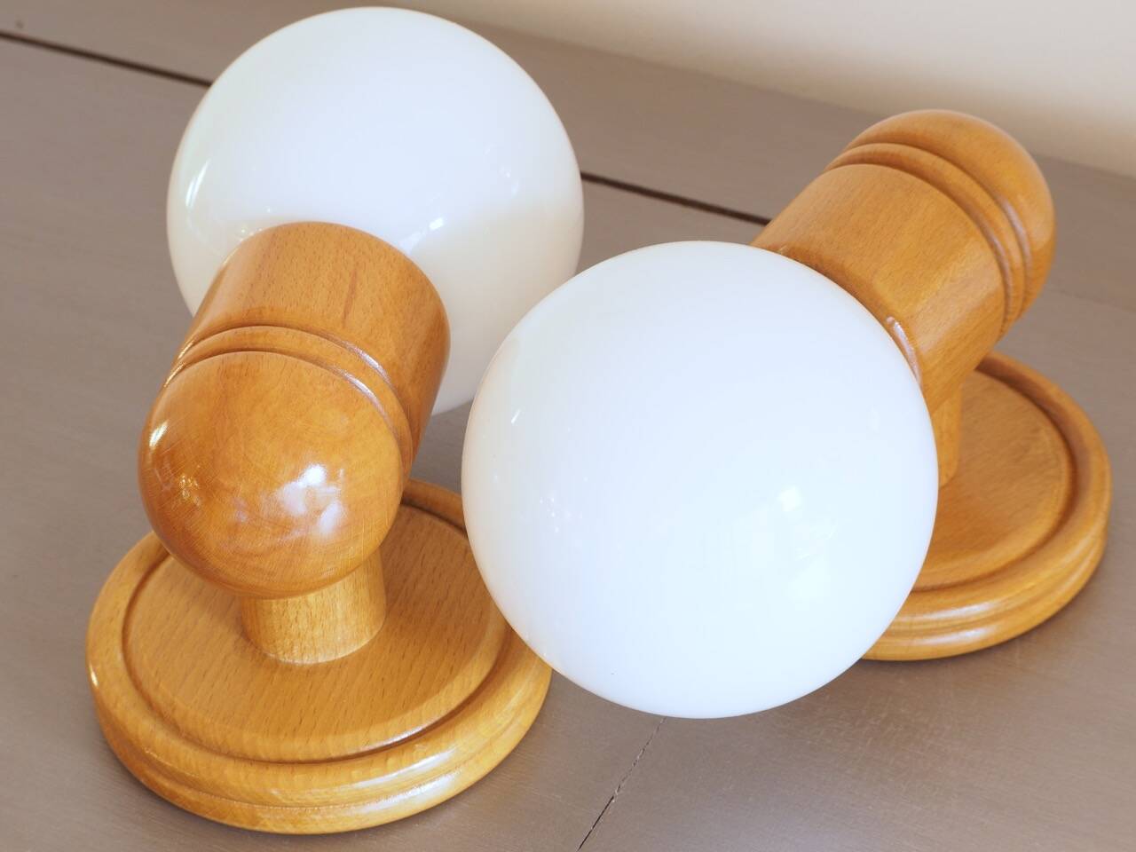 2 vintage wooden wall lights ALLIBERT model CYPRIA