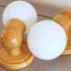 2 vintage wooden wall lights ALLIBERT model CYPRIA