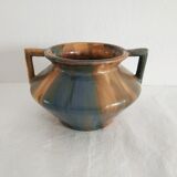 Small vintage vase pansu with two handles