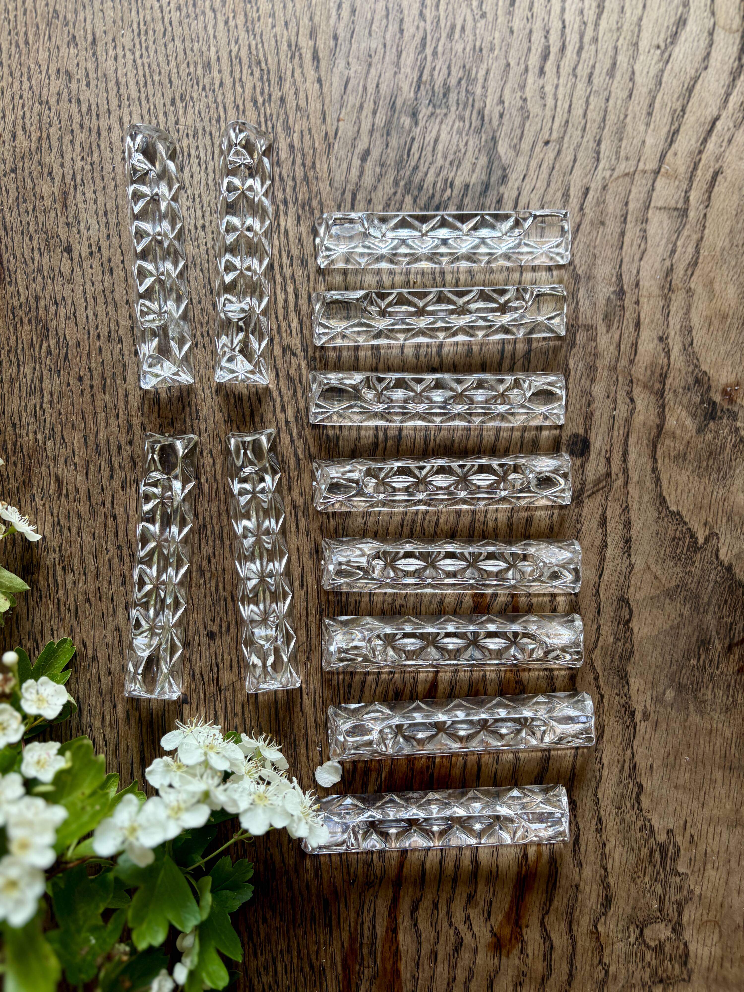 Set of 12 vintage glass knife rests