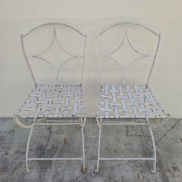 Paire de chaises de jardin en fer forgé, XIXème s.