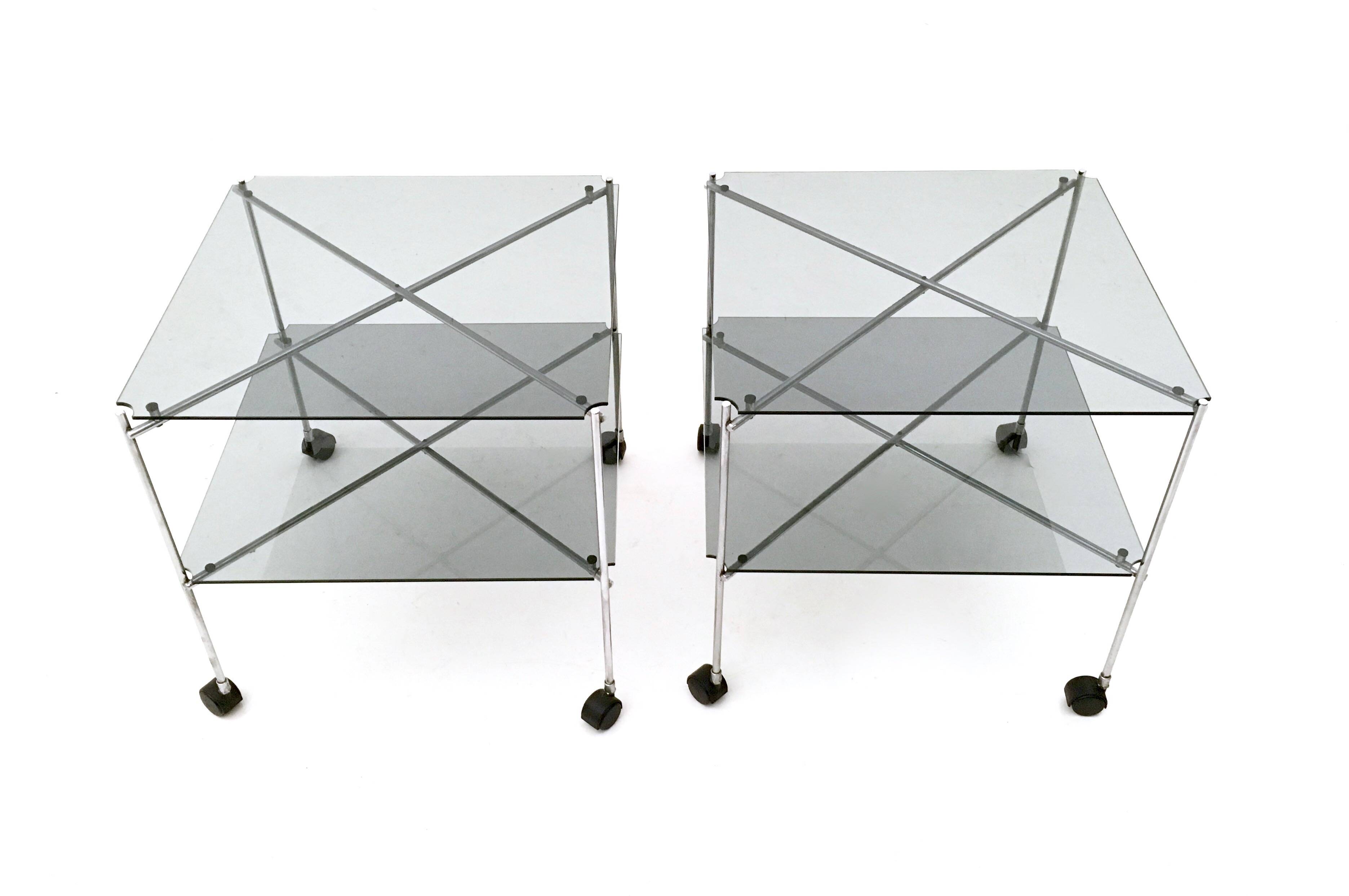 Vintage Postmodern Glass Carts by Bruno Munari, Italy, 1972