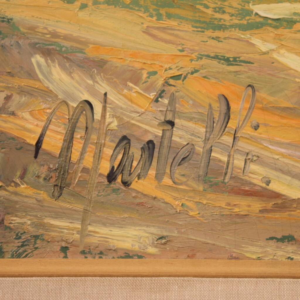Italian signed painting countryside landscape from 20th century