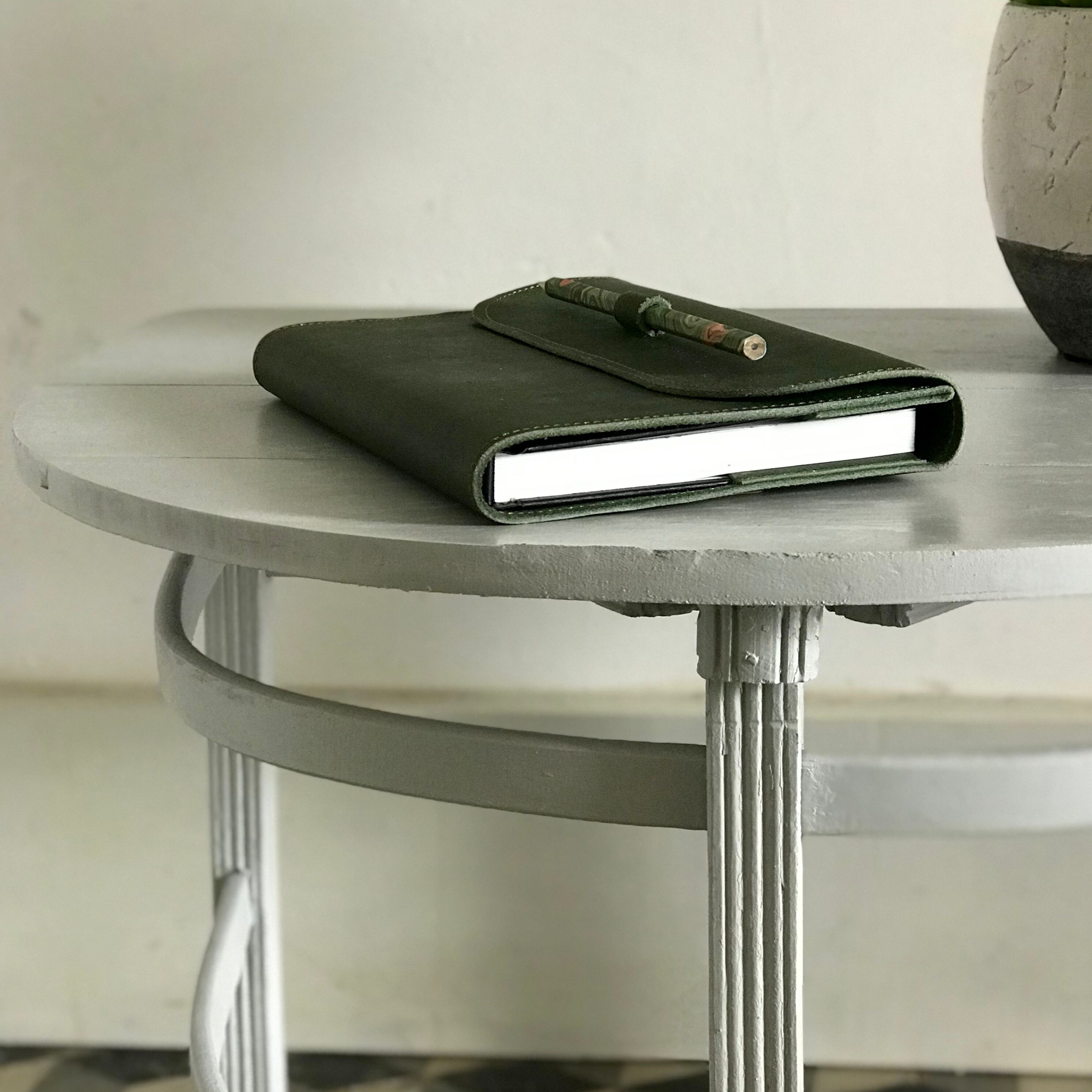 Tripod half moon table