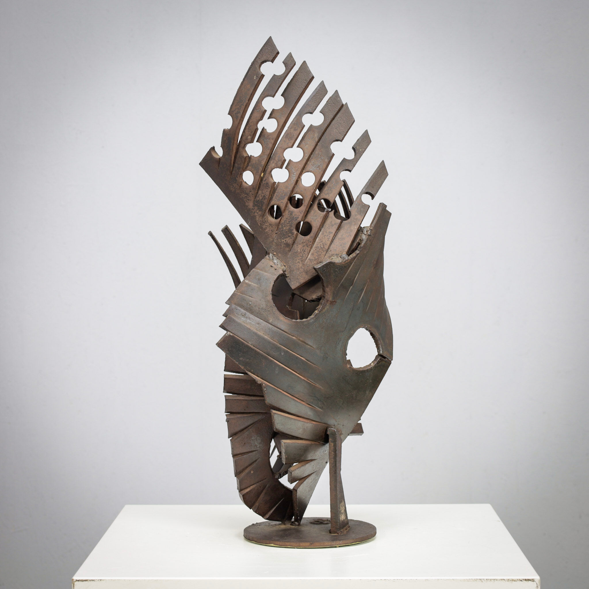Brutalist abstract iron sculpture, signed CH, Netherlands, 1960s