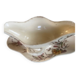 Gien polychrome gravy boat Carnation model