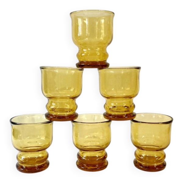 6 verres en verre ambré Pernod S.A.