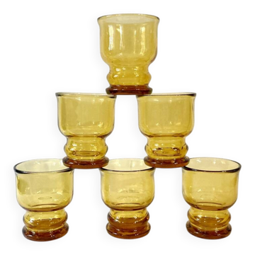 6 Pernod SA amber glass glasses