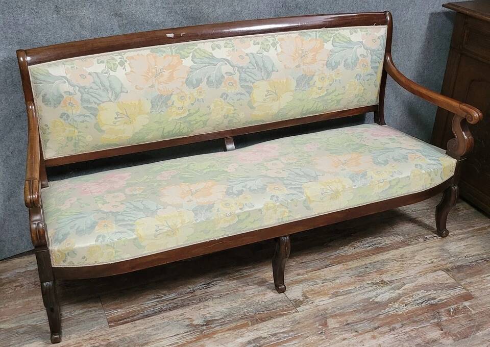 Restoration period bench in mahogany from the 19th century