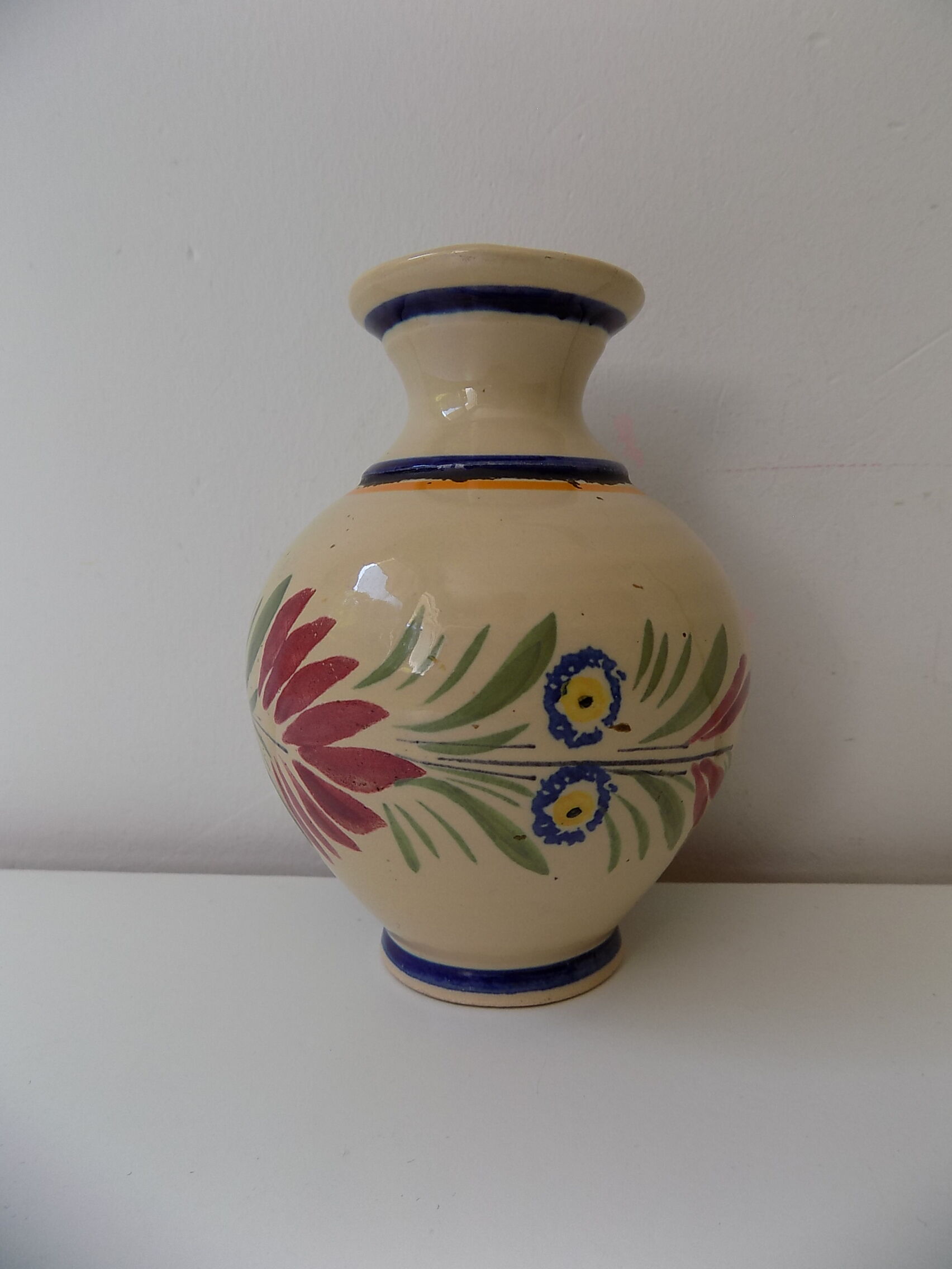 Henriot Quimper earthenware numbered vase