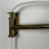 Midcentury extendable brass wall mount with cocoon and sisal shade Lars Schioler, 1960s
