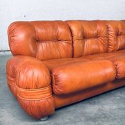 Mid-Century Modern Italian Leather 3 Seat Sofa, 1970s
