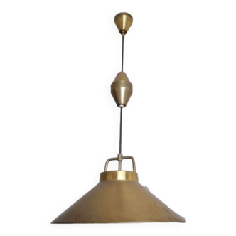 Fritz schlegel pendant light in golden brass. danish work from the 1970s