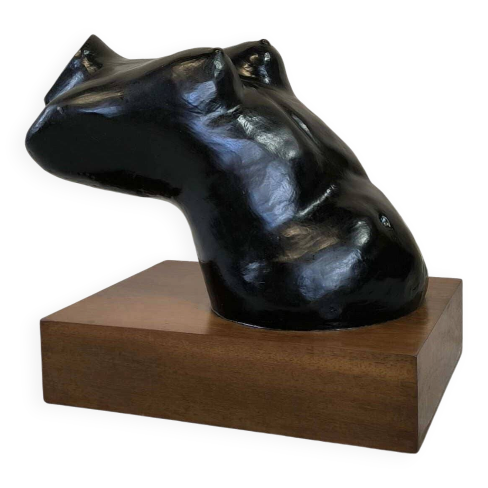 Sculpture buste féminin sur socle bois