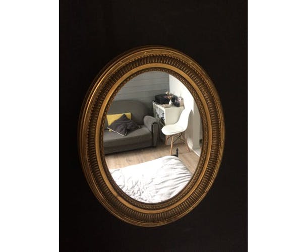 Miroir ancien ovale doré 50x40cm