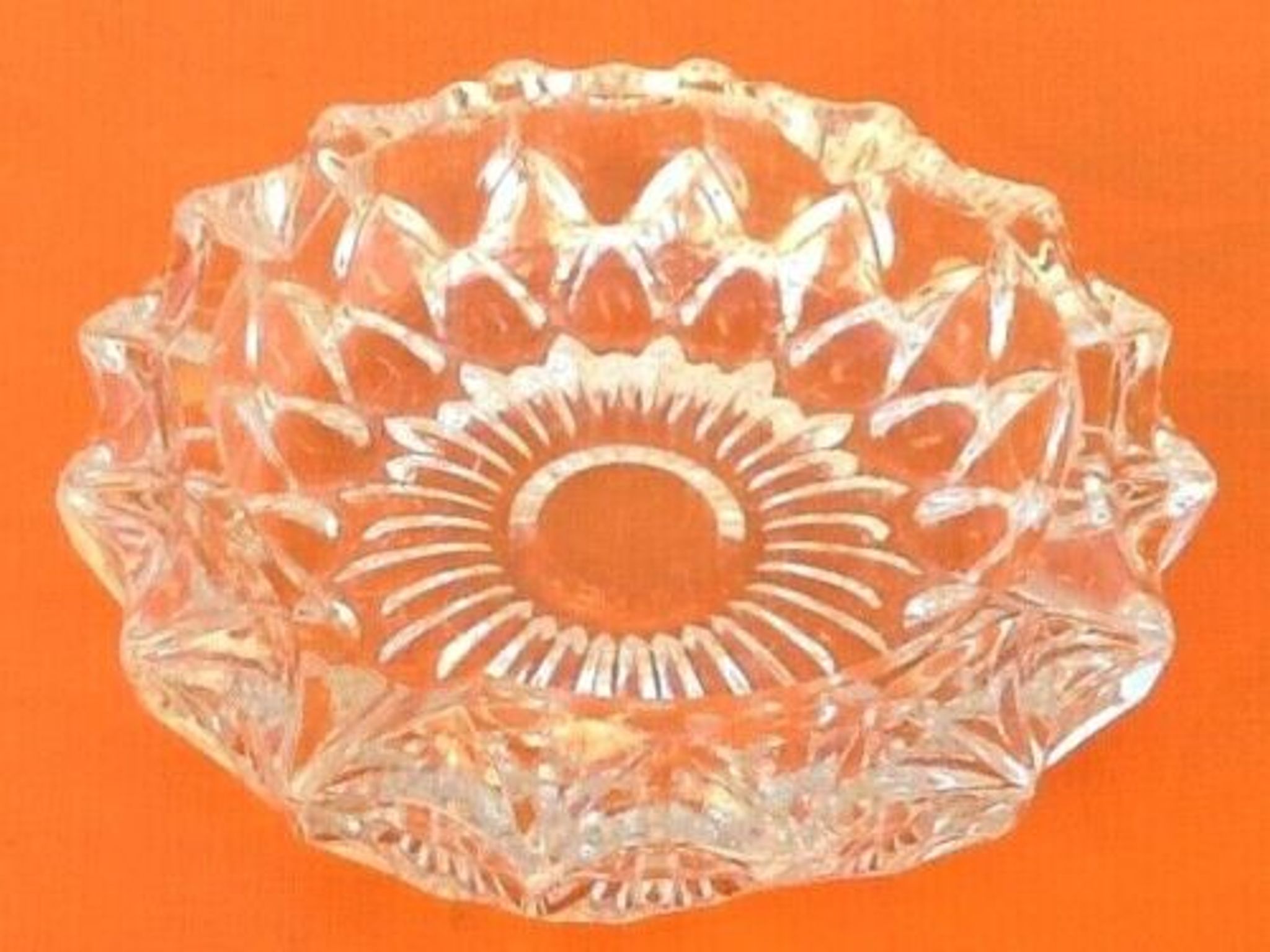 Cendrier verre transparent et ciselé années 1970