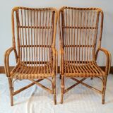 Paire de fauteuils en rotin