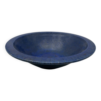 Brutalist Cup in Deep Blue Glazed Ceramic, Signed Studio Piece