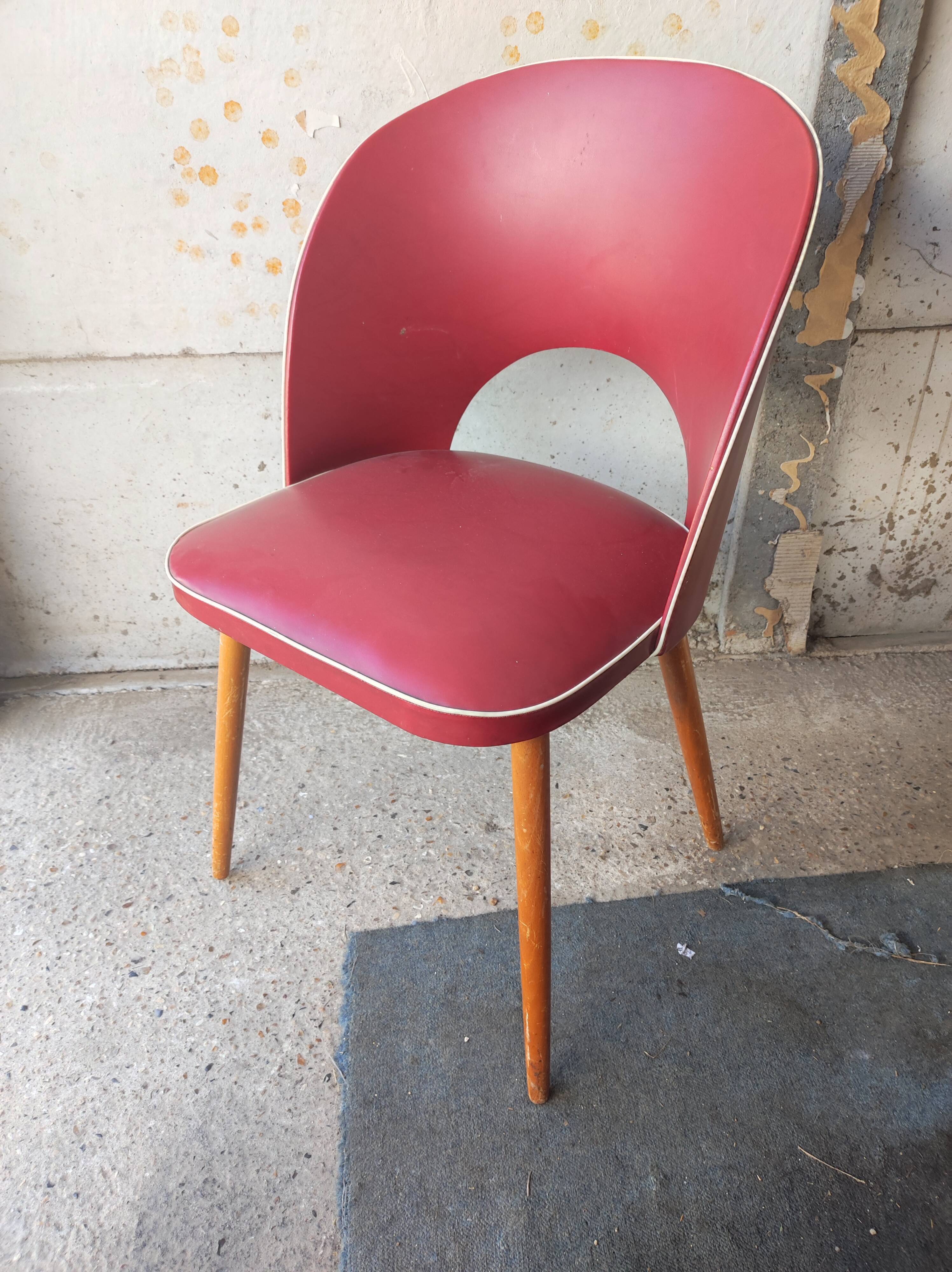 Chair cocktail armchair imitation red feet compass vintage rockabilly