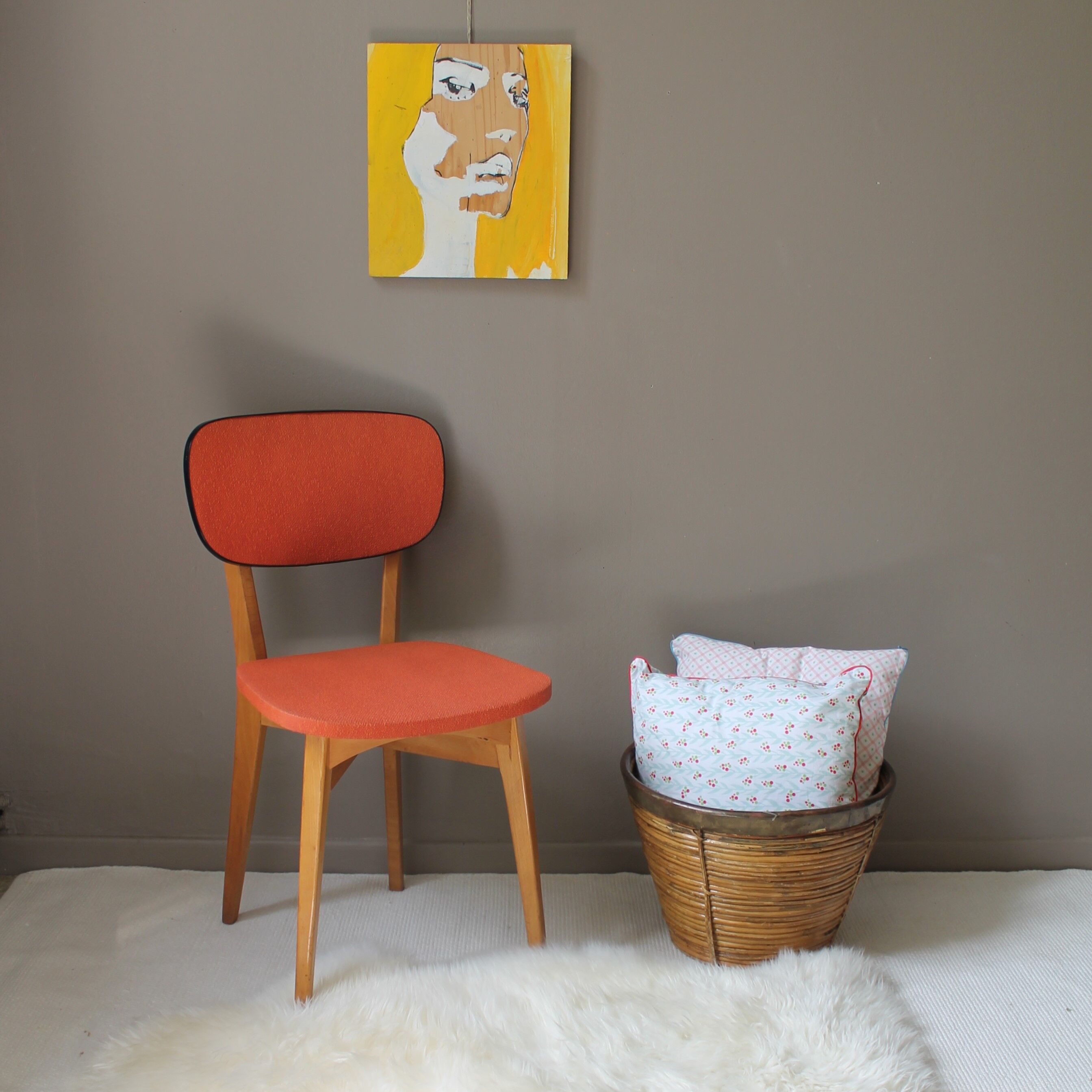 Vintage bamboo & brass basket