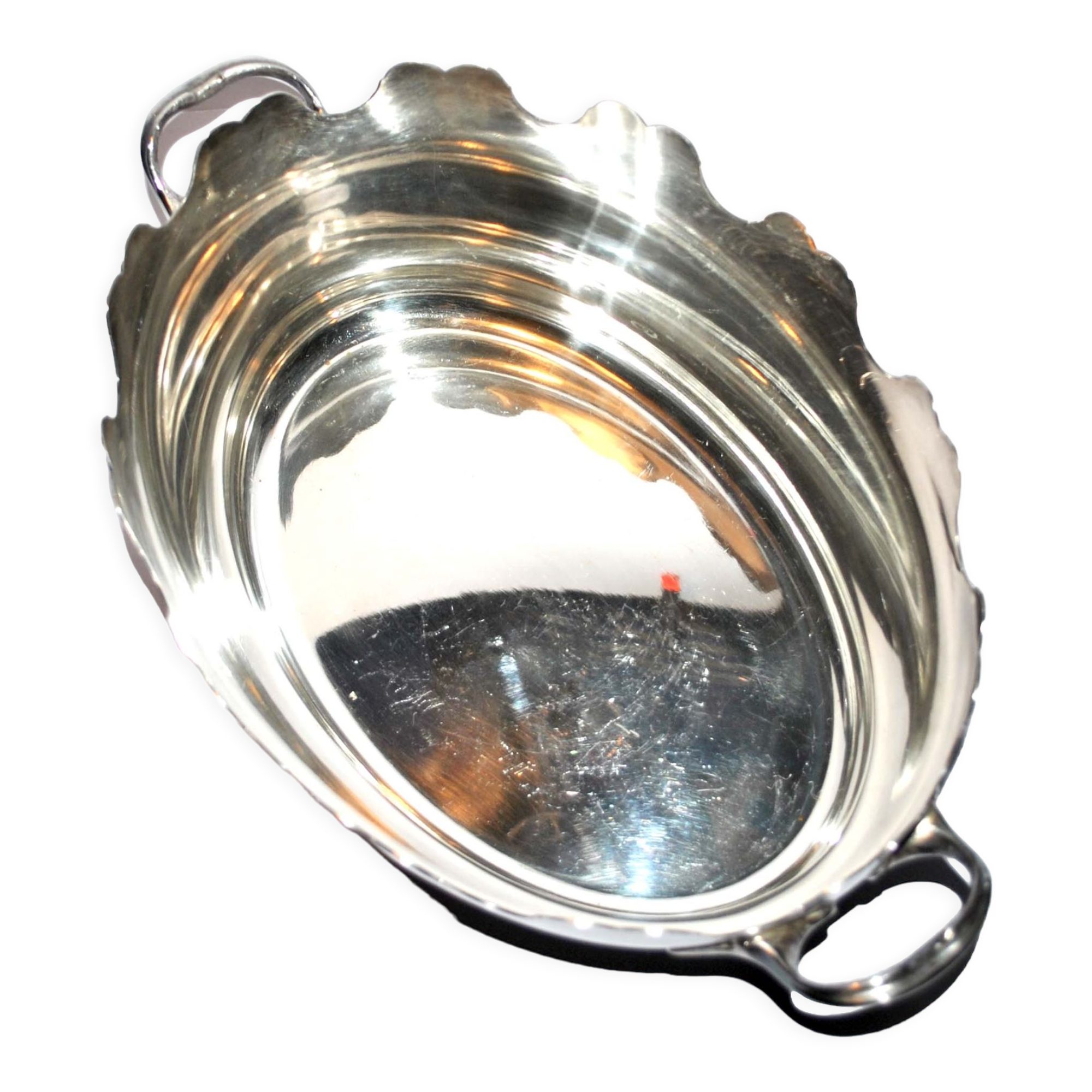 Antique glass cooler in silver metal - corbeille verrière à glace
