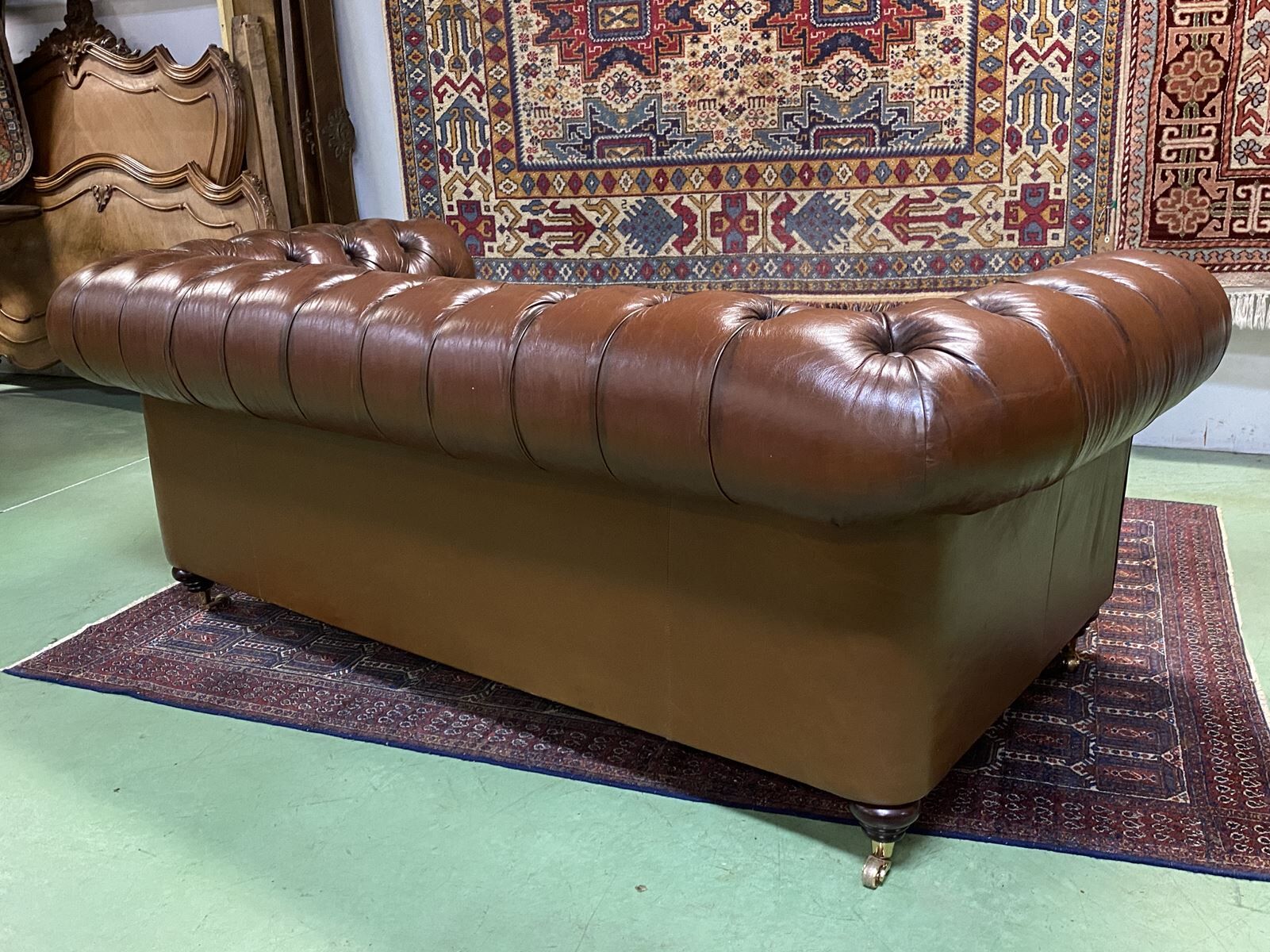 Chesterfield 3-seater cognac leather sofa from the 1980s