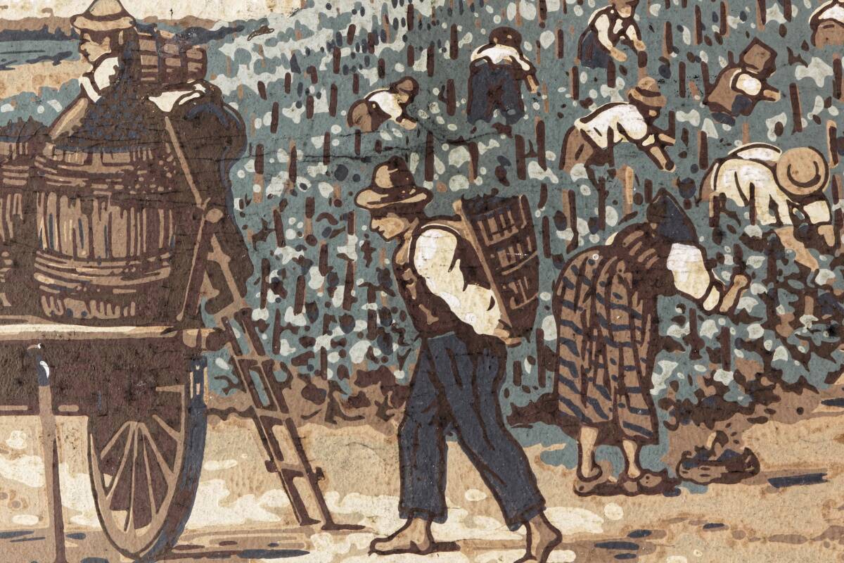 Affiche pédagogique "la vendange", Armengaud Ainé, 1880