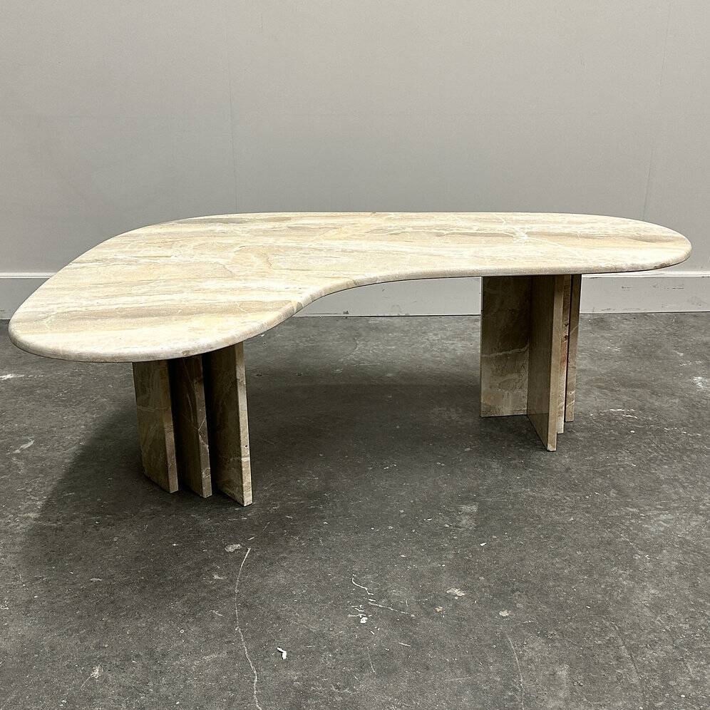 Vintage marble boomerang coffee table, Italy 1980s