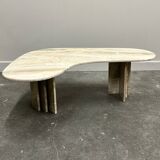Table basse boomerang vintage en marbre, Italie années 1980