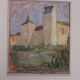 Huile sur toile originale suédoise – « Château » par Karen Heggestad – datée de 2002 – vintage et encadrée – 28 × 33 cm (11,0" × 13,0")