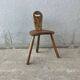 Brutalist tripod stool with backrest, France, vintage 1950s