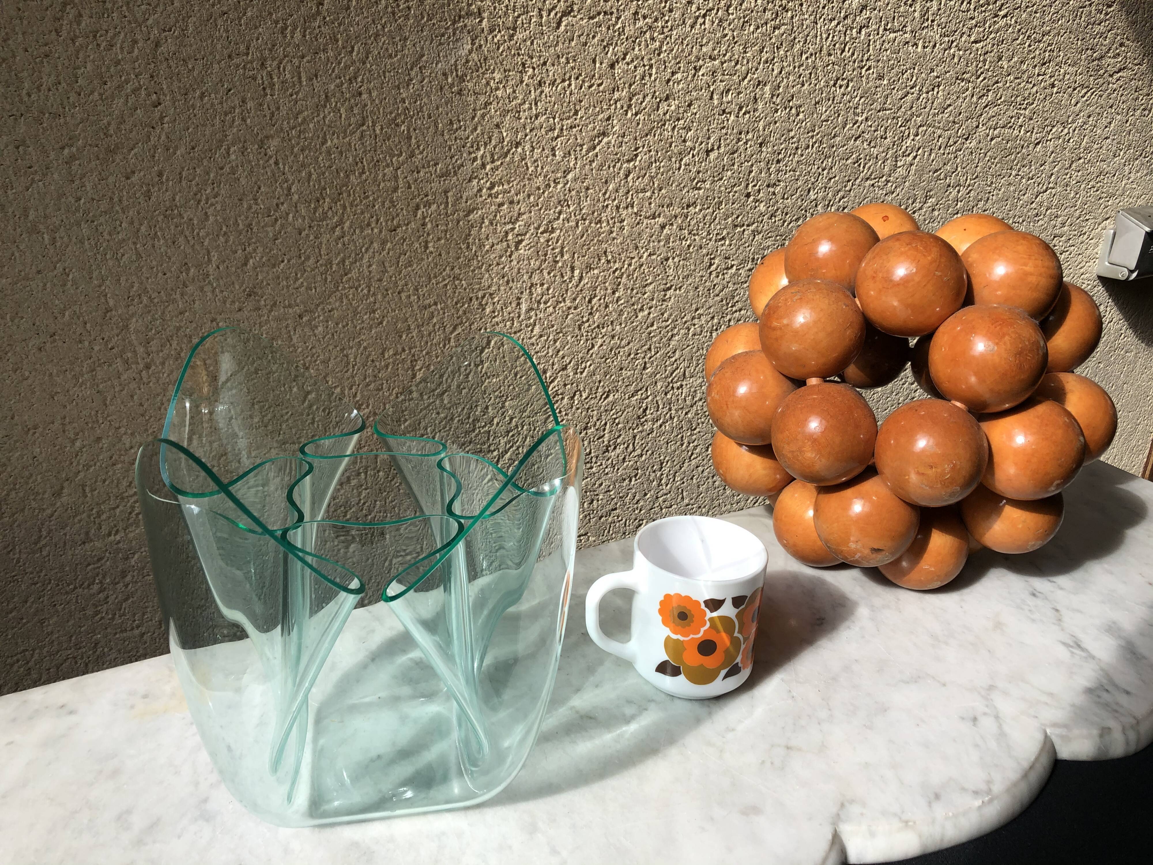 Italian handkerchief vase PMMA thermoformed edition iguzzini design Pietro Chiesa vintage 70