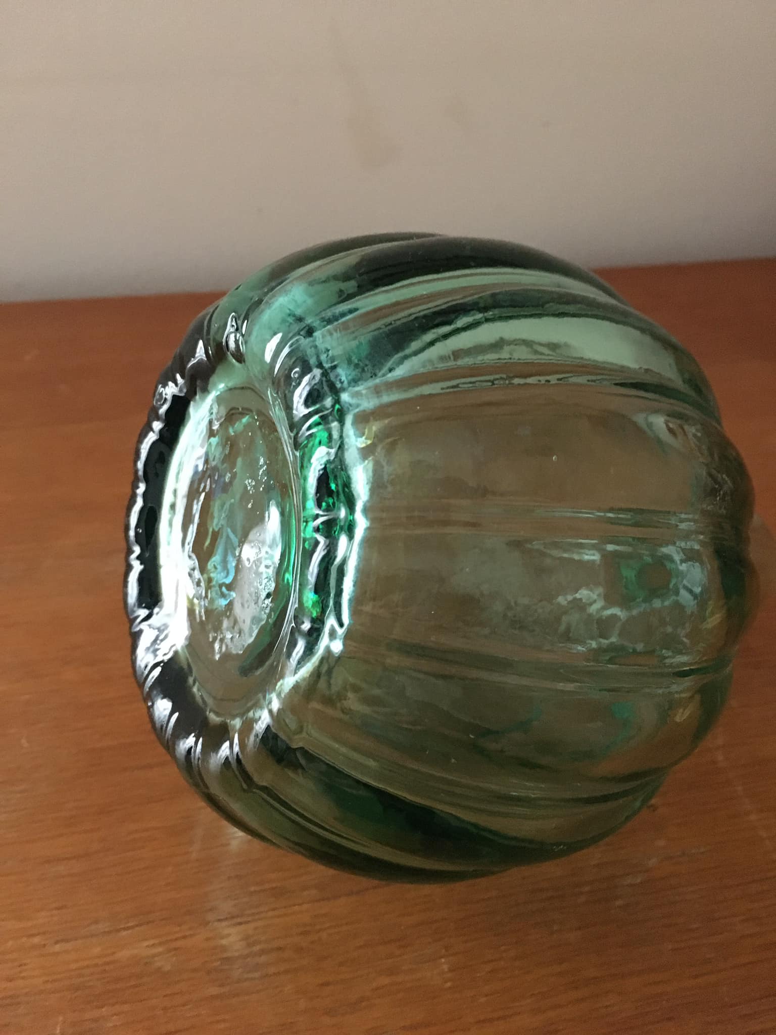 Smoked green transparent glass vase