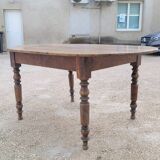 Oval Burgundy Farm Table in solid oak 19th
