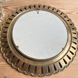 Vintage golden brass sun/flower mirror