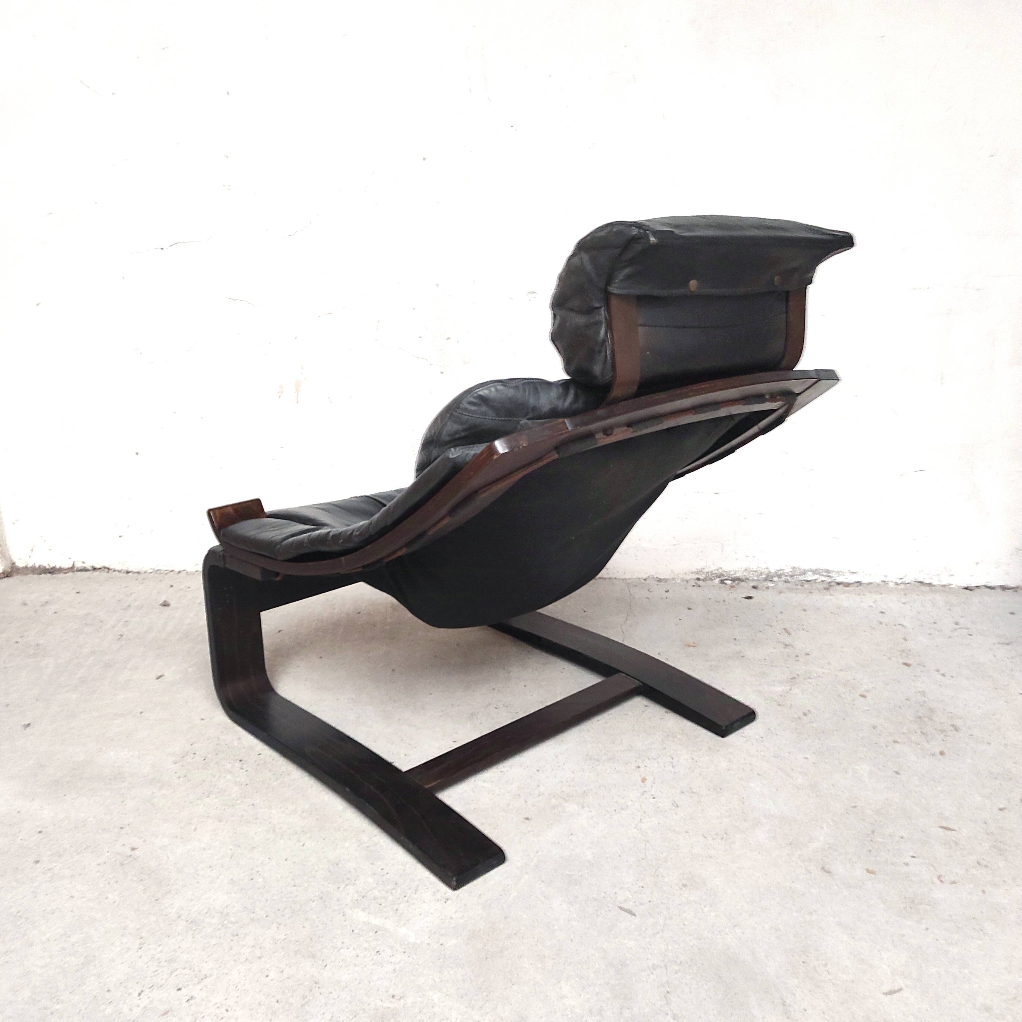 Pair of Kroken armchairs in black leather