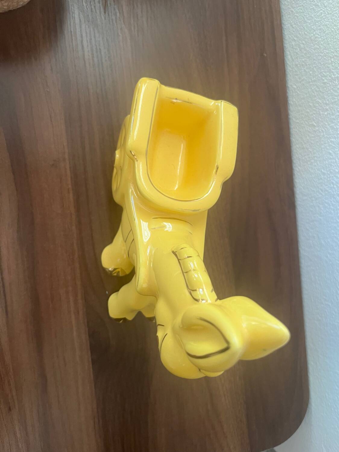 Figurine, vintage yellow ceramic donkey